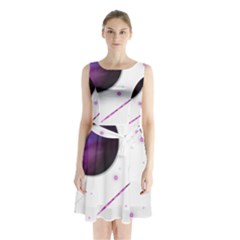 Space Transparent Purple Moon Star Sleeveless Chiffon Waist Tie Dress by Mariart