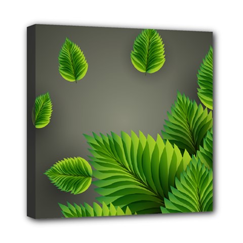 Leaf Green Grey Mini Canvas 8  X 8  by Mariart