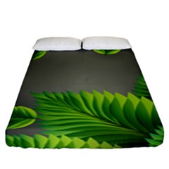 Leaf Green Grey Fitted Sheet (king Size)