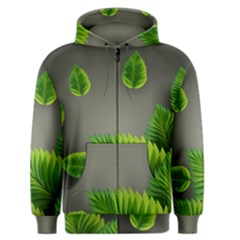 Leaf Green Grey Men s Zipper Hoodie