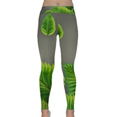 Leaf Green Grey Classic Yoga Leggings by Mariart