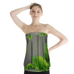 Leaf Green Grey Strapless Top by Mariart