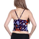 Bright Colorful Busy Large Retro Floral Flowers Pattern Wallpaper Background Spaghetti Strap Bra Top View2