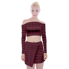 Repeated Tapestry Pattern Abstract Repetition Off Shoulder Top With Skirt Set