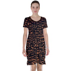 Brown Box Background Pattern Short Sleeve Nightdress by Nexatart