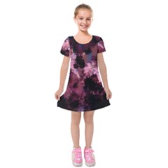 Grunge Purple Abstract Texture Kids  Short Sleeve Velvet Dress by Nexatart