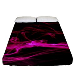 Abstract Pink Smoke On A Black Background Fitted Sheet (queen Size) by Nexatart