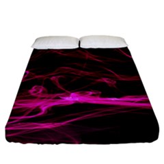 Abstract Pink Smoke On A Black Background Fitted Sheet (california King Size) by Nexatart