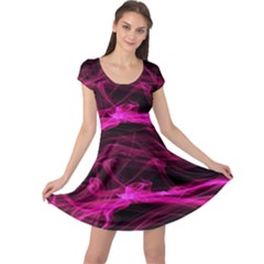 Abstract Pink Smoke On A Black Background Cap Sleeve Dresses by Nexatart