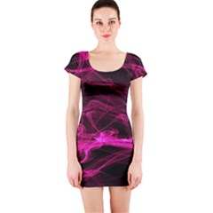 Abstract Pink Smoke On A Black Background Short Sleeve Bodycon Dress by Nexatart