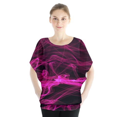 Abstract Pink Smoke On A Black Background Blouse by Nexatart