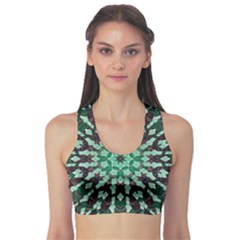 Abstract Green Patterned Wallpaper Background Sports Bra by Nexatart