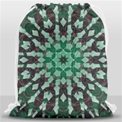 Abstract Green Patterned Wallpaper Background Drawstring Bag (large) by Nexatart