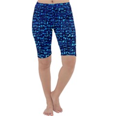 Blue Box Background Pattern Cropped Leggings  by Nexatart