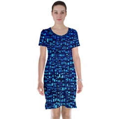 Blue Box Background Pattern Short Sleeve Nightdress by Nexatart