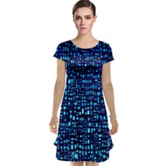 Blue Box Background Pattern Cap Sleeve Nightdress by Nexatart