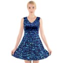 Blue Box Background Pattern V-Neck Sleeveless Skater Dress View1