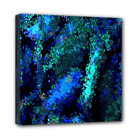 Underwater Abstract Seamless Pattern Of Blues And Elongated Shapes Mini Canvas 8  X 8  by Nexatart