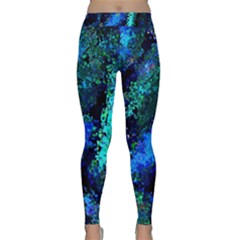 Underwater Abstract Seamless Pattern Of Blues And Elongated Shapes Classic Yoga Leggings by Nexatart