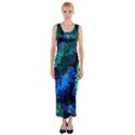 Underwater Abstract Seamless Pattern Of Blues And Elongated Shapes Fitted Maxi Dress View1