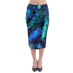 Underwater Abstract Seamless Pattern Of Blues And Elongated Shapes Midi Pencil Skirt by Nexatart