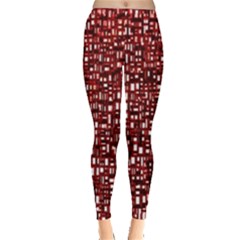 Red Box Background Pattern Leggings  by Nexatart