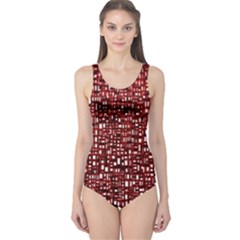 Red Box Background Pattern One Piece Swimsuit by Nexatart