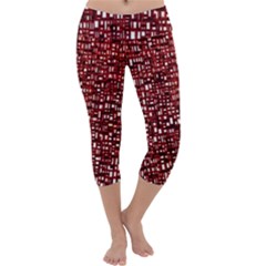 Red Box Background Pattern Capri Yoga Leggings by Nexatart