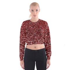 Red Box Background Pattern Women s Cropped Sweatshirt