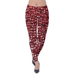 Red Box Background Pattern Velvet Leggings by Nexatart