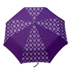 Deep Purple And White Pagan Pentacles Wiccan  Folding Umbrella by cheekywitch