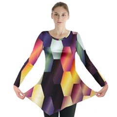 Colorful Hexagon Pattern Long Sleeve Tunic  by Nexatart