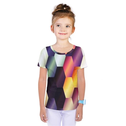 Colorful Hexagon Pattern Kids  One Piece Tee by Nexatart