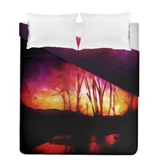 Fall Forest Background Duvet Cover Double Side (full/ Double Size) by Nexatart