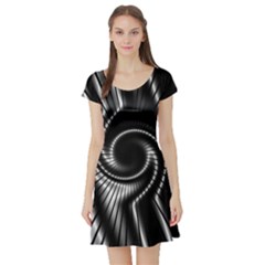 Abstract Background Resembling To Metal Grid Short Sleeve Skater Dress by Nexatart