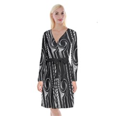 Abstract Background Resembling To Metal Grid Long Sleeve Velvet Front Wrap Dress by Nexatart