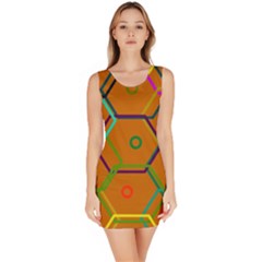 Color Bee Hive Color Bee Hive Pattern Sleeveless Bodycon Dress