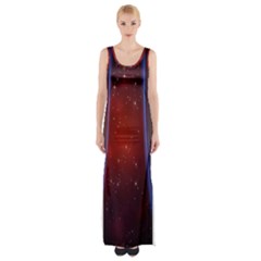 Bright Background With Stars And Air Curtains Maxi Thigh Split Dress by Nexatart