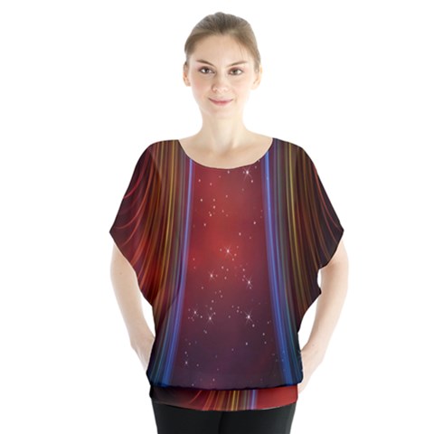 Bright Background With Stars And Air Curtains Blouse by Nexatart