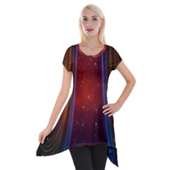 Bright Background With Stars And Air Curtains Short Sleeve Side Drop Tunic by Nexatart