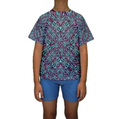 Stylized Texture Luxury Ornate Kids  Short Sleeve Swimwear by dflcprintsclothing