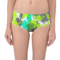 Abstract Watercolor Background Wallpaper Of Watercolor Splashes Green Hues Mid-waist Bikini Bottoms by Nexatart