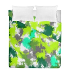 Abstract Watercolor Background Wallpaper Of Watercolor Splashes Green Hues Duvet Cover Double Side (full/ Double Size)