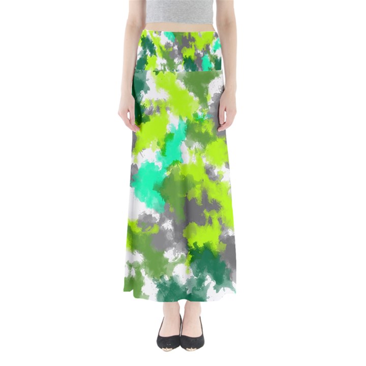 Abstract Watercolor Background Wallpaper Of Watercolor Splashes Green Hues Maxi Skirts