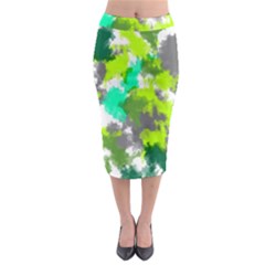 Abstract Watercolor Background Wallpaper Of Watercolor Splashes Green Hues Midi Pencil Skirt