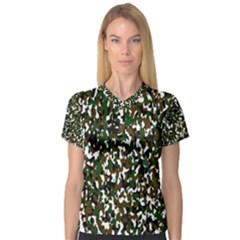 Camouflaged Seamless Pattern Abstract Women s V-neck Sport Mesh Tee