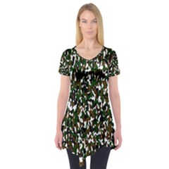 Camouflaged Seamless Pattern Abstract Short Sleeve Tunic  by Nexatart