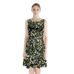 Camouflaged Seamless Pattern Abstract Sleeveless Chiffon Waist Tie Dress by Nexatart