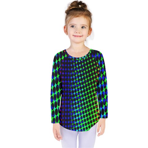 Digitally Created Halftone Dots Abstract Background Design Kids  Long Sleeve Tee by Nexatart