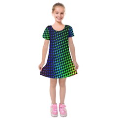 Digitally Created Halftone Dots Abstract Background Design Kids  Short Sleeve Velvet Dress